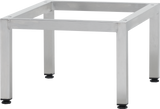 A square, silver metal frame with four straight legs, each ending in a black adjustable foot. This support structure, photographed on a plain background, is likely part of the MINI-STACK2 Duo Stacking Kit for Minijet units.