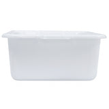 A white, rectangular plastic tub made from high density polyethylene with smooth sides and rounded edges, shown against a plain white background. NSF approved and suitable for use as a Freezer Drain Box or other household and utility needs.
