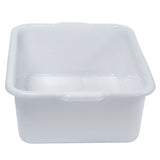 A white, square plastic tub with rounded edges and a smooth surface, shown empty against a plain white background. Made from high density polyethylene, this glossy NSF approved Freezer Drain Box is ideal for safe food storage.
