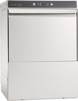 A commercial Centerline Dishwasher with a modern, industrial design features high temperature sanitizing, a large front door, control panel with buttons and indicator lights, and is ideal for professional kitchens.