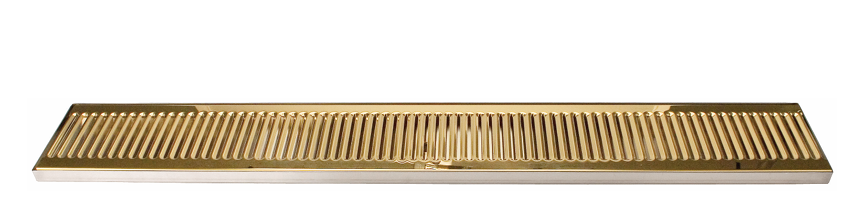 A stainless steel comb with evenly spaced teeth and a shiny, reflective surface. The rectangular comb lies flat against a white background, viewed from above.