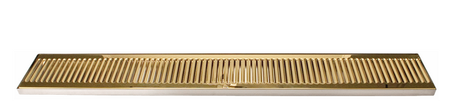 A stainless steel comb with evenly spaced teeth and a shiny, reflective surface. The rectangular comb lies flat against a white background, viewed from above.