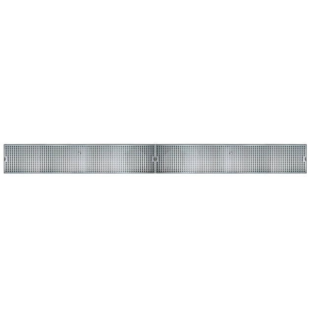 A pair of identical, rectangular stainless steel grilles with a grid of small circular holes, placed side by side on a white background. Each surface mount grille has a simple, flat design with thin borders and no visible logos or markings.