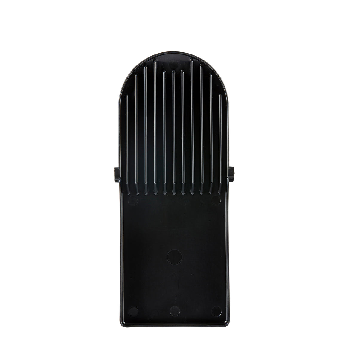A black plastic hair clipper guard with evenly spaced vertical teeth, a rounded top, and a flat base. The minimal, utilitarian design features two side clips for easy attachment—just like the practicality found in dishwasher safe drink dispensers.