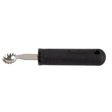 A melon baller with an ergonomic, non-slip Firm Grip handle and a small, round stainless steel scooping head edged with pointed teeth—perfect for cutting and scooping melon balls or as a Tomato Stem Corer.