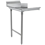 A stainless steel commercial sink with NSF certification features two front legs and a rectangular basin. It has a tall backsplash, sloped surface for drainage, and is designed for wall mounting and heavy-duty use in kitchens or as a clean dishtable.