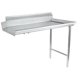 A 304 stainless steel work table with a backsplash, two sturdy front legs, and solid back support. The tabletop has raised edges on three sides to prevent spills. Clean, industrial look—NSF certified for kitchen or commercial use.