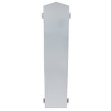 A tall, narrow, metallic gray panel with a pointed top and four small side brackets, two on each side. Smooth and reflective, it resembles an elongated shield—perfect for use with the Empura Equipment Gas Convection Oven Stacking Kit ECO-STACKINGKIT.