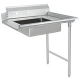 Stainless steel commercial sink with a deep rectangular basin, raised backsplash, right-side drainboard, and sturdy front legs. Features an Energen label and is ideal as a soiled dishtable or pre-rinsebowl in kitchens or food prep areas.