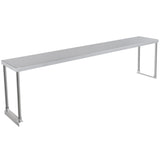 A long, rectangular stainless steel bench with a flat, smooth surface and four straight legs. The bench has a minimalist, industrial design with no backrest or armrests and features a clean, polished silver finish.