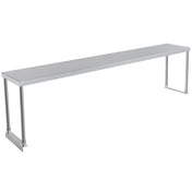 A long, rectangular stainless steel bench with a flat, smooth surface and four straight legs. The bench has a minimalist, industrial design with no backrest or armrests and features a clean, polished silver finish.