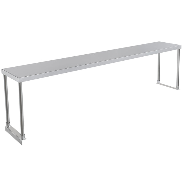 A long, rectangular stainless steel bench with a flat, smooth surface and four straight legs. The bench has a minimalist, industrial design with no backrest or armrests and features a clean, polished silver finish.