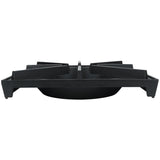 A black cast iron EHP Standard Duty Series cooking grate is shown from a low, straight-on angle. The grate features four wide, sturdy prongs and slightly angled legs, with a round base underneath, designed for gas stove burner support.