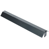 A dark gray, metal, L-shaped channel with a right-angled bend and a small lip on one end, shown against a white background. This smooth construction piece resembles trim or corner guard often used in Empura Equipment or charbroilers.