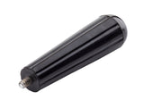 A black, tapered cylindrical replacement handle with a shiny surface, featuring a threaded metal stud protruding from one end. The other end is rounded and smooth. The handle is photographed against a plain white background.