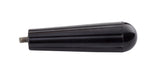 A black, ridged, cylindrical replacement handle with a rounded end and a metal screw protruding from the other end. The object is isolated on a white background and is dishwasher safe.