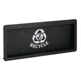 Rectangular black recycling bin lid with an open slot and textured surface. Features a recycling symbol faceplate and the word RECYCLE above the slot, making it easy to identify for collecting recyclable materials.