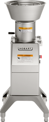 A stainless steel Hobart FP300I commercial meat chopper or grinder with a large bowl, sturdy base, warning labels, and control knob, designed for industrial kitchens or butcher shops with an 88 lb/minute production capacity.