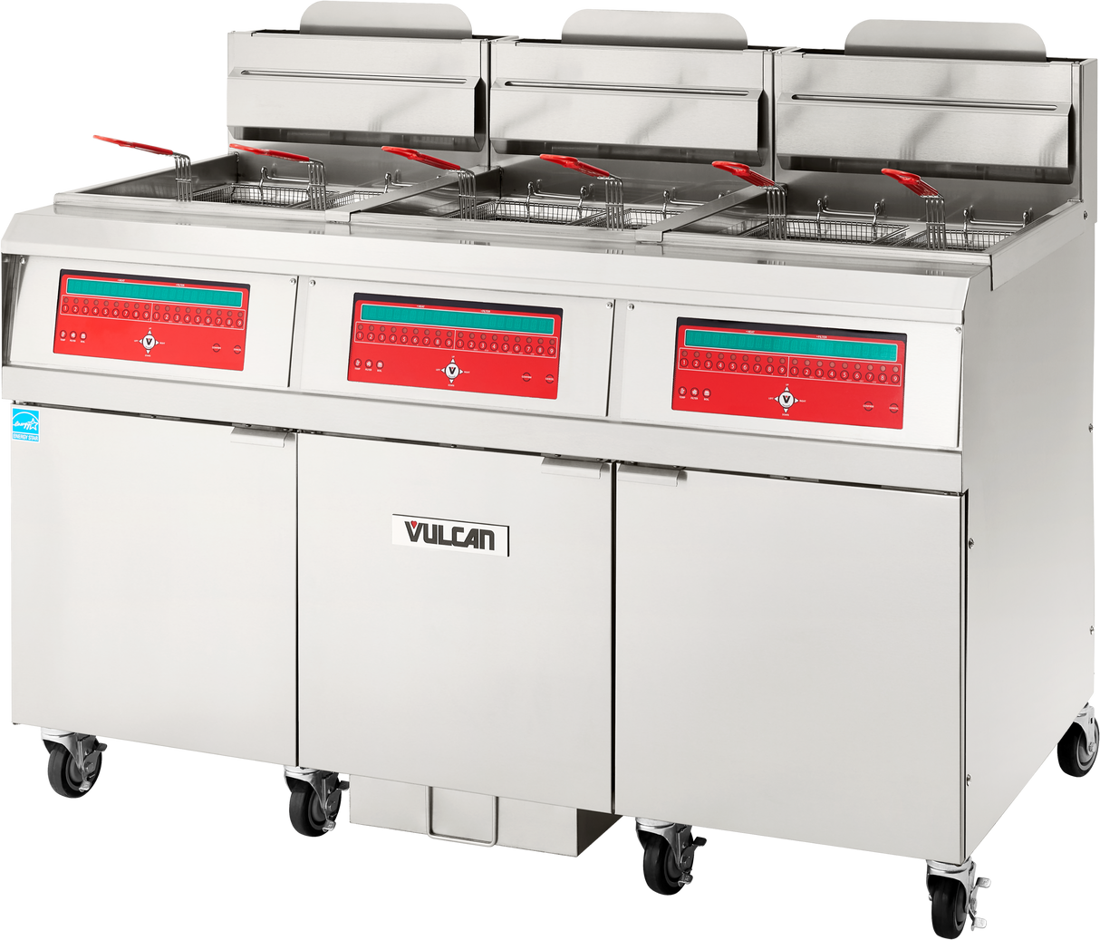 Vulcan 3VHG75CF_LP 59 Inch Gas Deep Fryer with (3) Tanks 330000 BTU