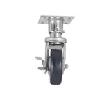 A single 6 inch caster wheel with a metal plate mount is shown against a white background. The black rubber swivel wheel includes a side lever for locking, ideal for attaching to carts or equipment and enhancing mobility.