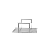 A Vulcan metal toast rack with a rectangular base and four upright dividers is shown against a plain white background. Simple and functional, it pairs well with a Mesh Crumb Screen for catching crumbs up to 1/4" in size.
