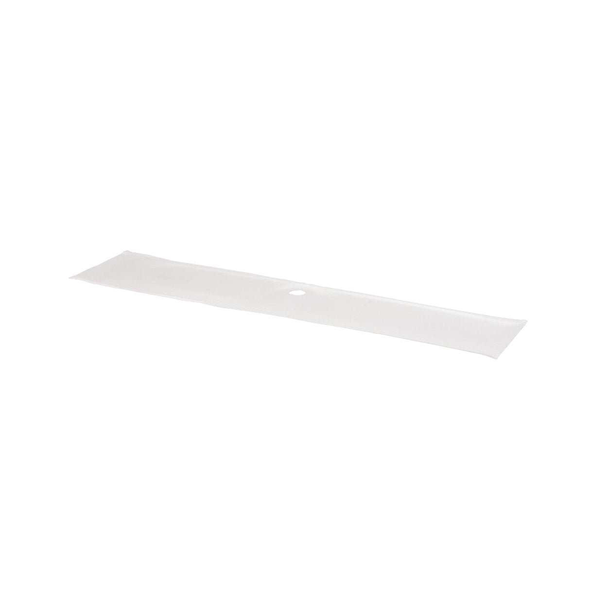 A rectangular, translucent plastic strip from the KleenScreen PLUS Filtration System with a small circular hole in the center lies flat on a white background. The edges curve slightly upward, and the strip is plain with no other markings visible.