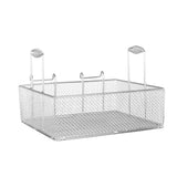 A rectangular Vulcan metal wire basket with a mesh design, raised edges, and two upright handles for easy gripping. Suitable as a single basket for 85 lbs. fryers, it is empty and shown against a white background.