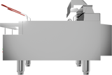 A commercial Vulcan CEF75 stainless steel electric countertop fryer with a 75 lbs oil capacity, featuring red-handled fryer baskets, a closed oil reservoir, control knobs on the side, and short legs, shown in profile against a plain background.