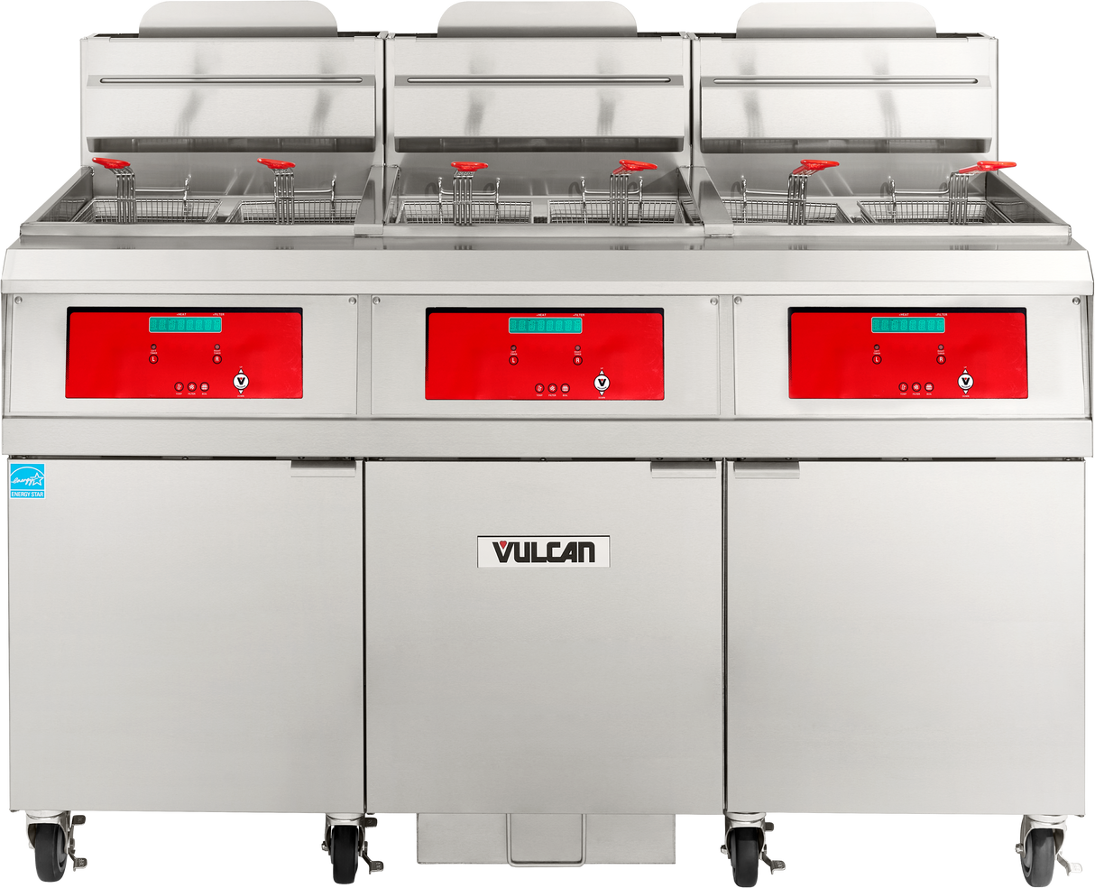 Vulcan 3VHG75DF_NAT 59 Inch Deep Fryer Gas High Efficiency 330000 BTU