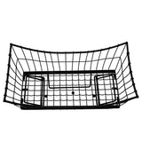 A black powder coated metal wire Transformer Basket with a grid pattern, slightly flared sides, and a flat base. The food pan-style basket is empty and photographed on a white background.