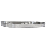 A shiny, oval-shaped stainless steel tray from the Brickhouse Collection with low, smooth sides and a slightly reflective surface, photographed against a plain white background. Ideal as a Replacement Condensation Tray for your beverage tub.