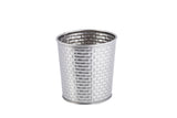 A silver stainless steel cup from the Brickhouse Collection, featuring a cylindrical shape and woven basket-like texture. The rim and base are smooth, with a shiny reflective interior. Presented on a plain white background.