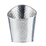 A shiny, stainless steel metal bucket with a textured, basket-weave pattern. Part of the Brickhouse Collection, this bucket has an oval-shaped, slightly slanted rim and is photographed against a plain white background.