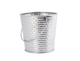 A small, shiny Brickhouse Collection pail with a brick-like textured pattern on its surface. The stainless steel pail features a rounded base, slightly flared rim, and thin metal handle. Its details stand out against the plain white background.