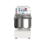 A large spiral dough mixer with a 175 lbs. capacity features a stainless steel bowl, protective wire guard, and a white control panel with buttons, dials, and indicator lights, all set against a plain white background.