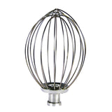 A stainless steel wire whip attachment for a 30 qt mixer, featuring several thin curved wires forming a balloon shape, attached to a solid metal base with a connector at the bottom. The background is plain white.