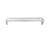 A single, wall-mounted, silver metal shelf with an open rectangular frame design and two triangular side brackets like the Vulcan CONRAIL-36 condiment rail. Minimalistic, it features mounting holes on each bracket and fits 1/6 size pans.