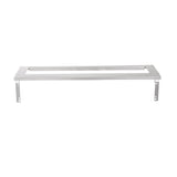 A rectangular metallic support bracket for wall mounting, designed to hold 1/6 size pans in a condiment rail. Features an open center, two vertical mounting arms with screw holes, and a flat horizontal top. Silver finish matches Vulcan CONRAIL-36.