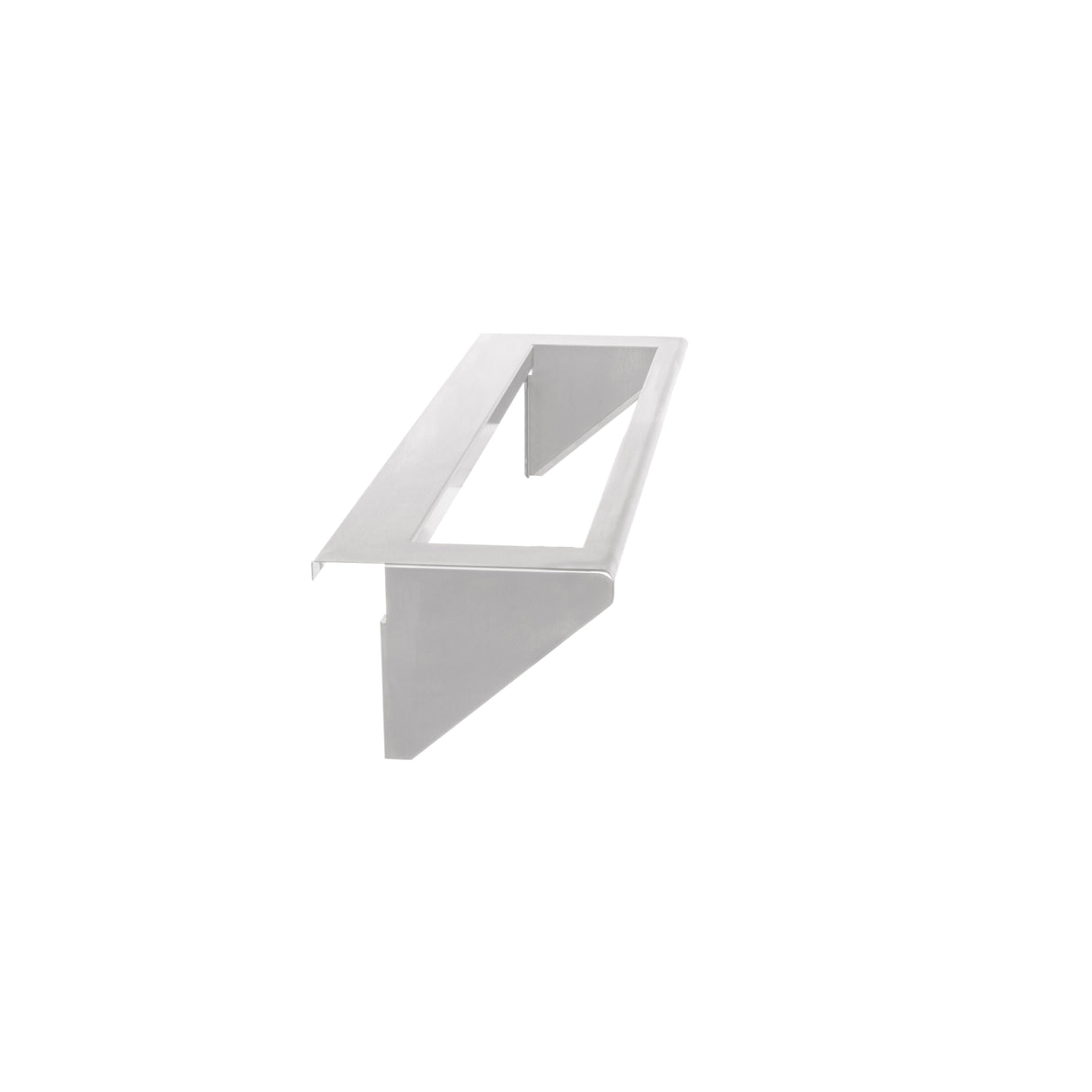 A silver, rectangular metal bracket with a central cutout is shown against a plain white background. Designed for mounting or supporting objects like the Vulcan CONRAIL-36 condiment rail, it features angled sides and clean, sharp edges for holding 1/6 size pans.