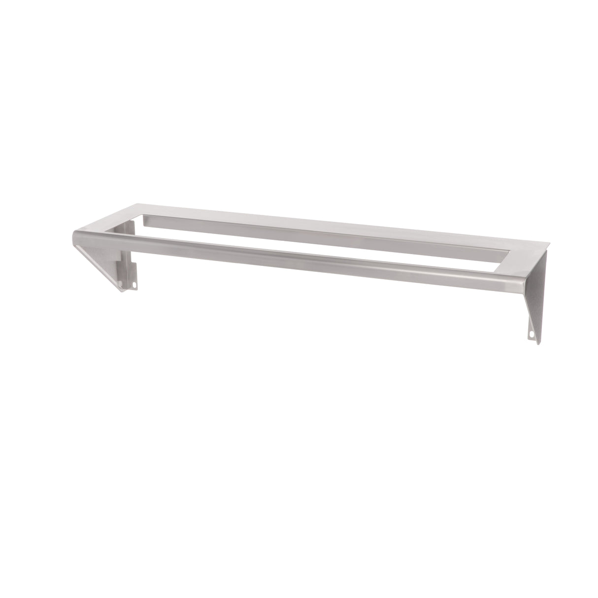 A silver metal CONRAIL-ACB36 wall-mounted shelf bracket with a rectangular open frame and angled support arms, ideal for holding a shelf or Vulcan condiment rail. The background is plain white.