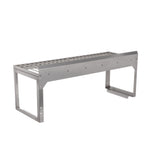 A Vulcan overshelf featuring a removable wire rack with a rectangular frame and open grid surface, supported by two sturdy legs. Crafted from stainless steel, it offers a modern, industrial design ideal for use as a shelf or organizer.