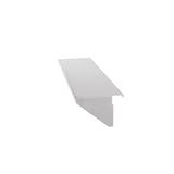 A single, stainless steel stair nosing with a flat top surface and a downward lip, designed for installation on the edge of a stair for added safety and durability. The Vulcan nosing is isolated on a plain white background.