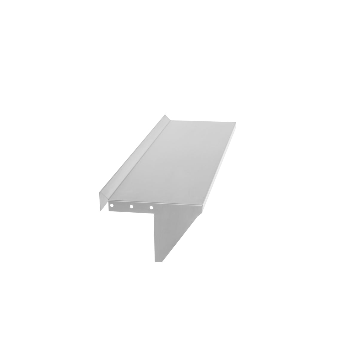 A single 36 inch stainless steel stair tread with a raised back edge and bent downward front lip, featuring three mounting holes on the left side. The clean, silver-gray surface appears smooth and untextured against a plain white background.