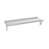 A Vulcan 36" stainless steel wall shelf with a flat surface and raised back edge. This plate rail shelf features two angled supports beneath for secure wall mounting, shown against a plain white background.