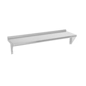 A Vulcan 36" stainless steel wall shelf with a flat surface and raised back edge. This plate rail shelf features two angled supports beneath for secure wall mounting, shown against a plain white background.