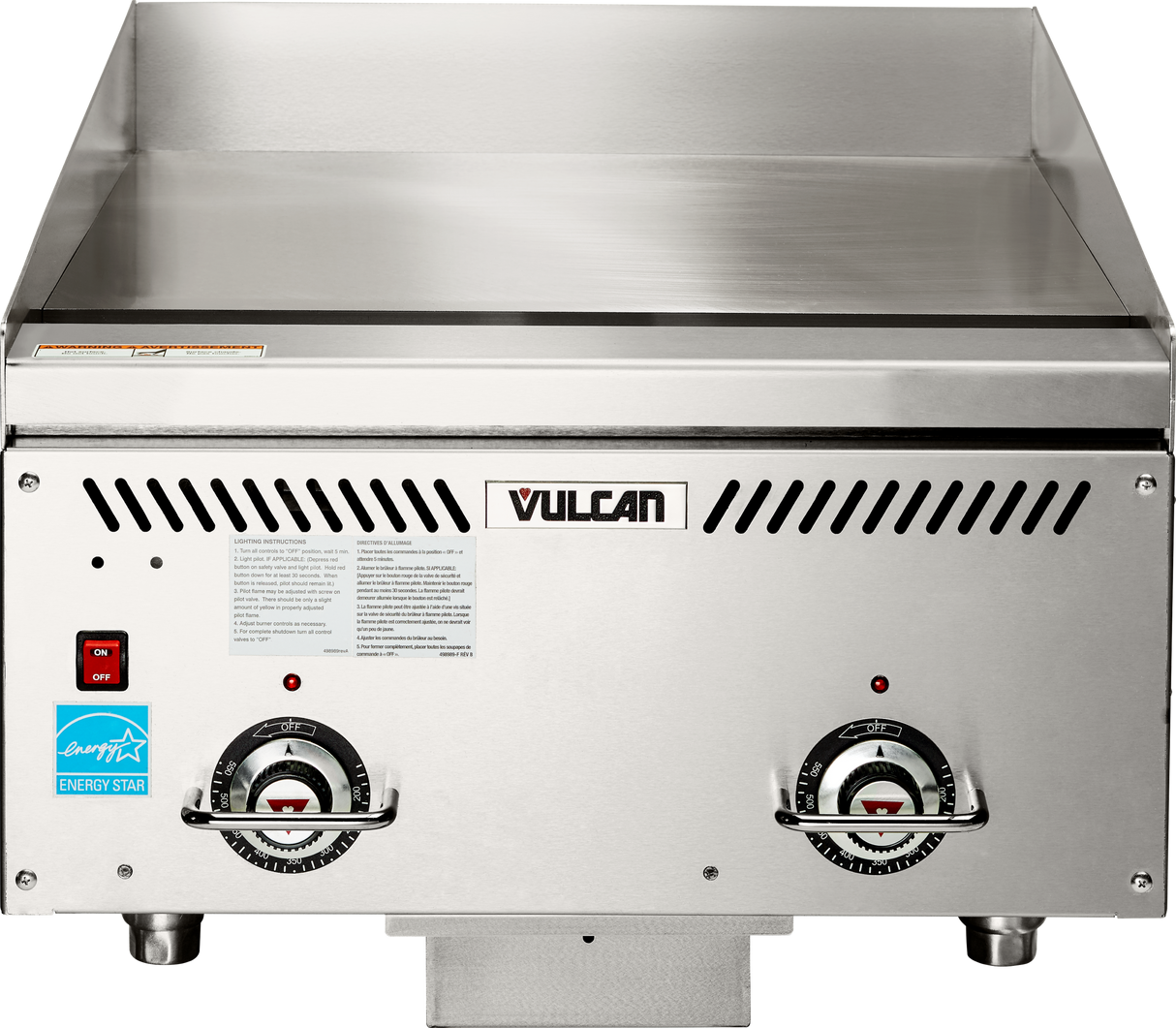 Vulcan VCCG24-AC_LP 24 Inch Gas Griddle Countertop with 2 Burners 60000 BTU