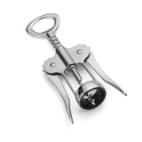 A shiny TableCraft Winged Corkscrew with two arms and an oval handle lies on a white background. The base is circular with the screw at the center—a classic tool, perfect for Cash & Carry or home use.
