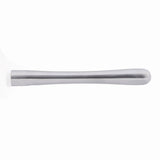 A stainless steel muddler with a smooth, ergonomic handle and a flat end featuring small, textured teeth for crushing ingredients; this dishwasher safe muddler is photographed on a white background.