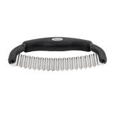 A crinkle food cutter with a black, ergonomic handle and a wavy-edged stainless steel blade designed for cutting foods into crinkle shapes. The brand name is visible on the center of the handle. Dishwasher safe and shown against a white background.