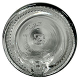Clear Sottile Glass Bottle bottom viewed from above, showing raised markings including TURKEY, a square logo with the number 2, and “3061.” Textured ridges line the edge; a small indentation appears near the rim. Capacity: 17 oz.